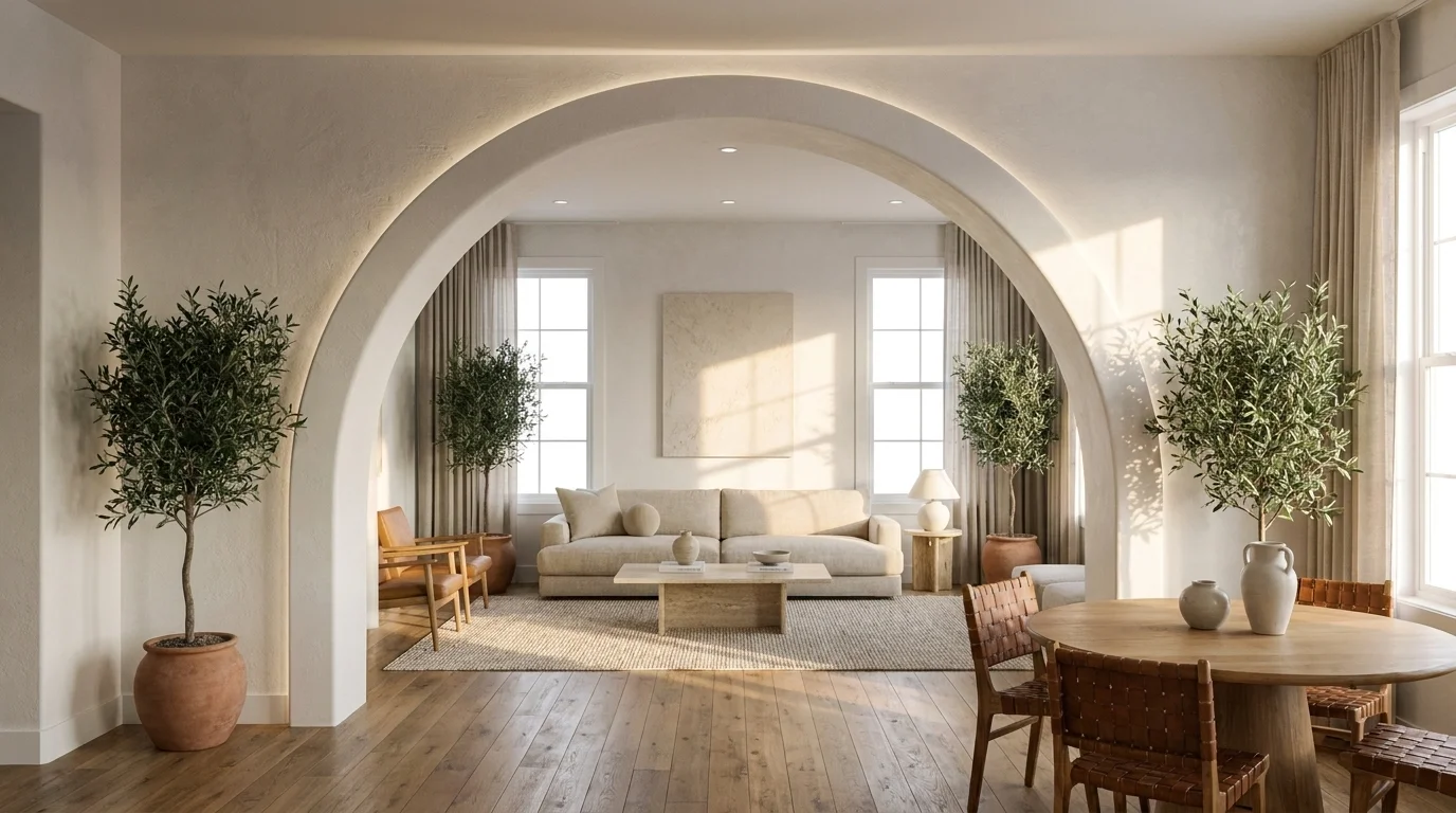 13 Modern Living Room Arch Designs with Beautiful Wall Details