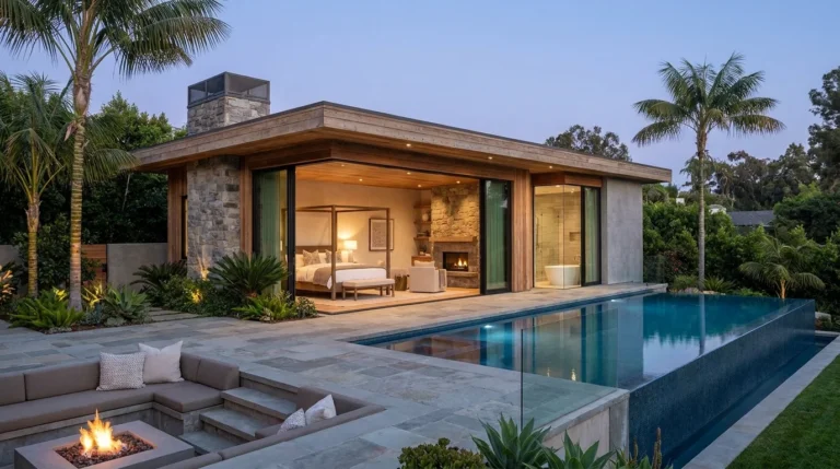 15 Pool House with Bedroom Ideas for Luxury Backyard Retreats